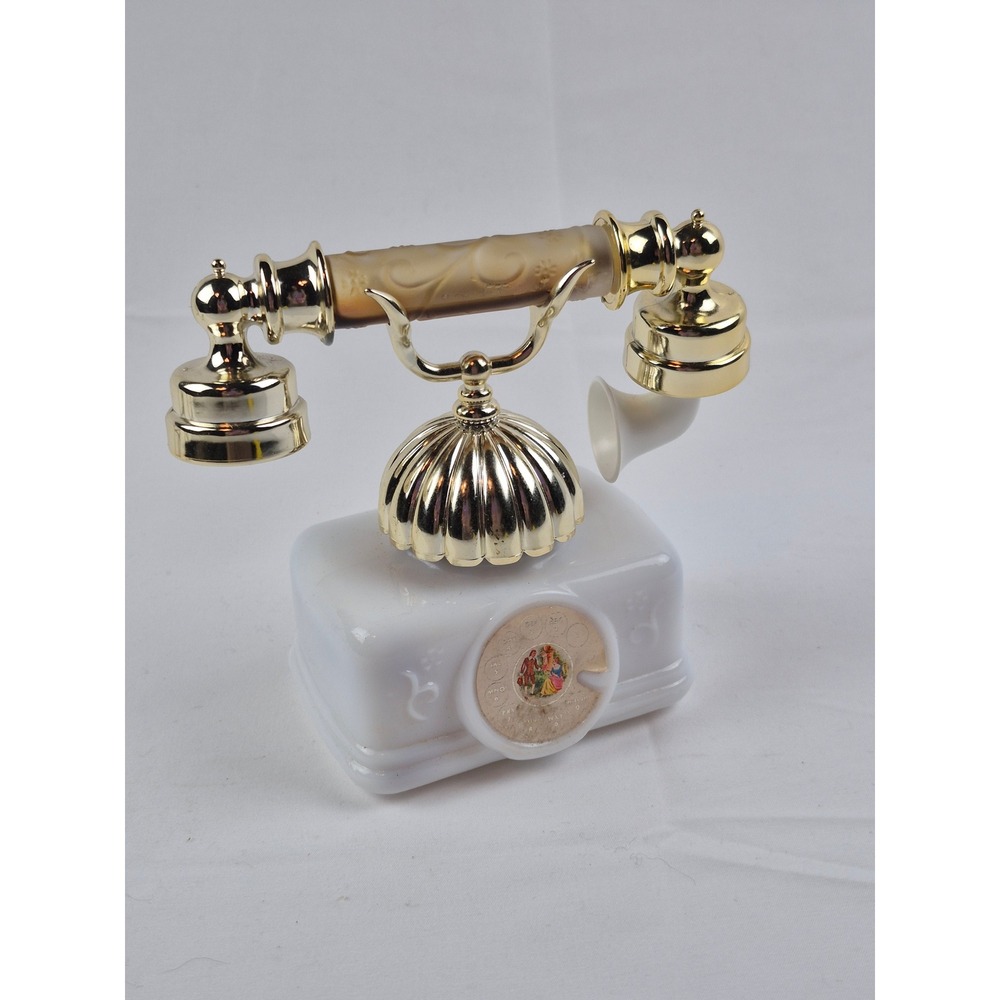 Avon French Telephone Foaming Bath Oil Decanter Milk Glass Vintage W Box Rare